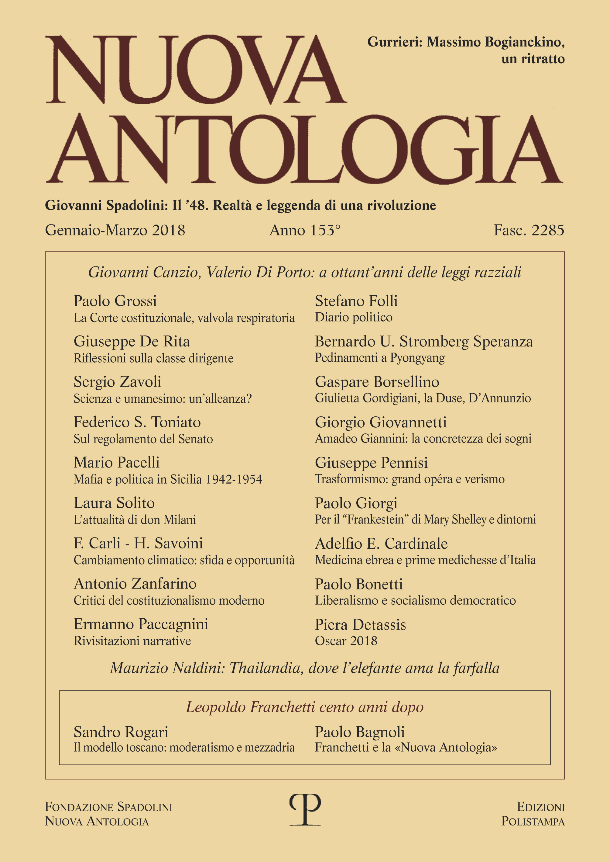 Nuova Antologia - a. CLIII, n. 2285, gennaio-marzo 2018